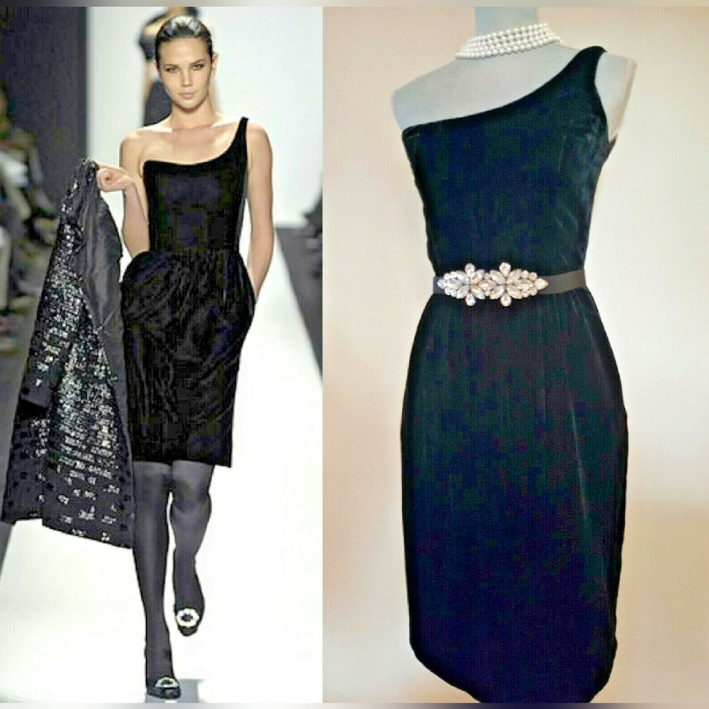 °$4,000 OSCAR DE LA RENTA ADORABLE BLACK RUNWAY VELVET SILK DRESS GOWN US 6 S